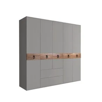 Шкаф 5-ти дверный с ящиками, Bogemia Wood Fa (Серый/Черный) БМШ2/51(Wo)