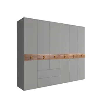 Шкаф 6-ти дверный с ящиками, Bogemia Wood Fa (Серый/Золото) БМШ2/61(Wo)