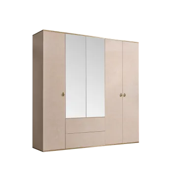 Шкаф 5-ти дверный с зеркалом, с ящиками Римини (Латте/Золото) РМШ1/51