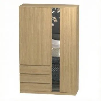 Варма Стор 144 шкаф распашной с зеркалом 222х144х57, дуб скандинавский