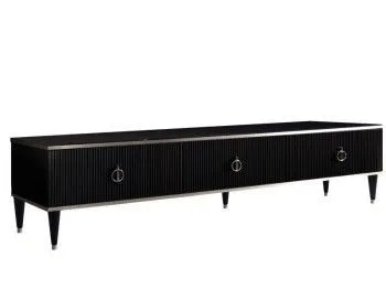 Тумба под телевизор 3 ящика Римини СОЛО (Черный/Серебро) РМТ-4(s)[10]