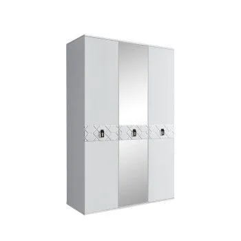 Шкаф 3-х дверный с зеркалом Bogemia Farfalle (Белый/Черный) БМШ1/3(Fa)