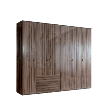 Шкаф 6-ти дверный с ящиками Римини (Орех империя/Золото) РМШ2/61