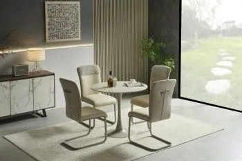 Стол обеденный Halmar TOLIO 90 (травертин/кашемир)
