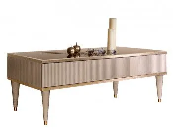 м. Марьина Роща - Стол журанальный с выдвижным ящиком Римини СОЛО (слоновая кость золото) РМСТ-2 (s)