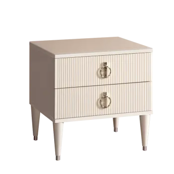 Тумба прикроватная 2 ящика Римини СОЛО (Бежевый/Серебро) РМТП-2(s)