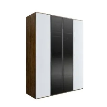 Шкаф 4-х дв. Bogemia Woodline Air (Белый/Черный) БМШ2/42(2)