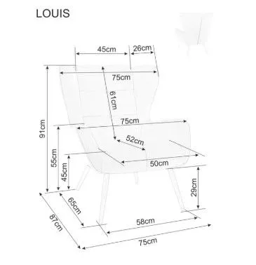 Кресло Signal LOUIS Velvet 14 (серый/черный) | изображение 5