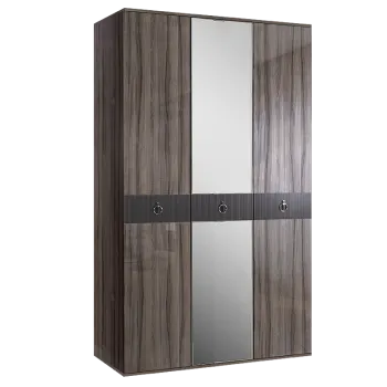 Шкаф 3-х дверный с зеркалом Римини СОЛО (Орех империя/Серебро) РМШ1/3(s)