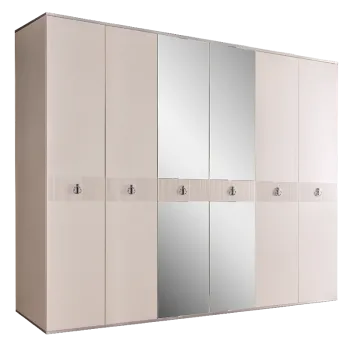 Шкаф 6-ти дверный с зеркалом Римини СОЛО (Слоновая кость/Серебро) РМШ1/6(s)