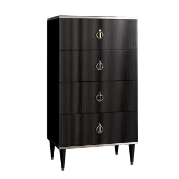 Комод 4 ящика Римини СОЛО (Черный/Серебро) РМКМ-6(s)