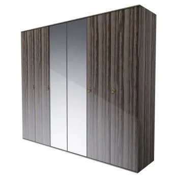 Шкаф 6-ти дверный с зеркалом Римини (Орех империя/Золото) РМШ1/6