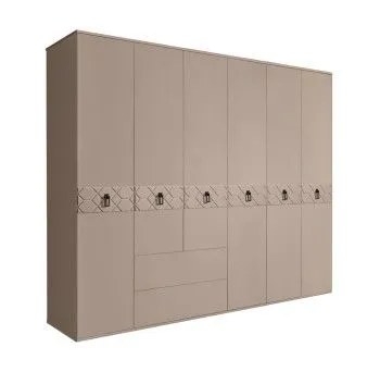 Шкаф 6-ти дверный с ящиками, Bogemia Farfalle (Мокка/Черный) БМШ2/61(Fa)