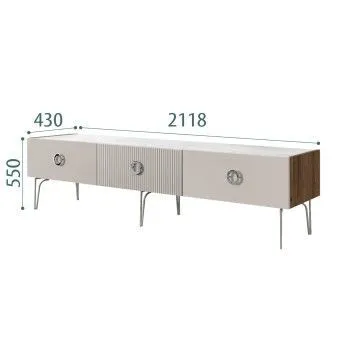 Тумба телевизионная 2.1м Bogemia Woodline Fi (Шелк) (Novabuk/Хром) БМТ-2[10]