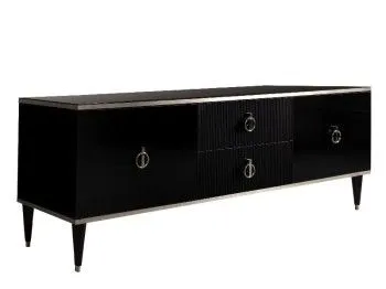 Тумба под телевизор Римини СОЛО (Черный/Серебро) РМТ-3(s)