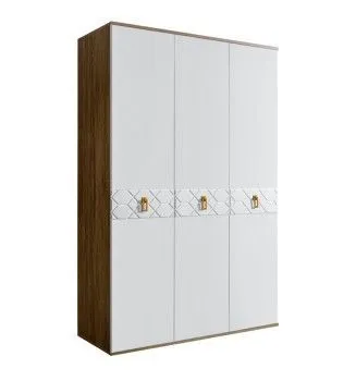 Шкаф 3-х дверный Bogemia Woodline Fa (Белый/Золото) БМШ2/3