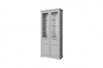 Шкаф с витриной Валенсия 2V2D1S Н серый