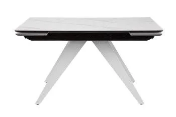 Стол Невада керамика (1400*800+300+300/керамика Gilf white/подстолье черный/ноги белый)