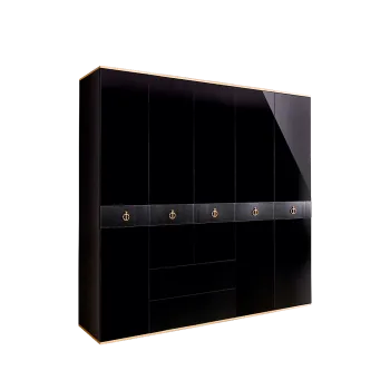 Шкаф 5-ти дверный с ящиками Римини СОЛО (Черный/Золото) РМШ2/51(s)