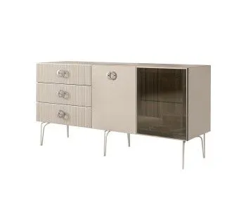 Комод 1.6м Bogemia Fillini (Ваниль) (Novabuk/Хром) БМКМ-4(Fi)[5][10]