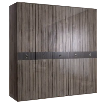 Шкаф 5-ти дверный Римини СОЛО (Орех империя/Серебро) РМШ2/5(s)