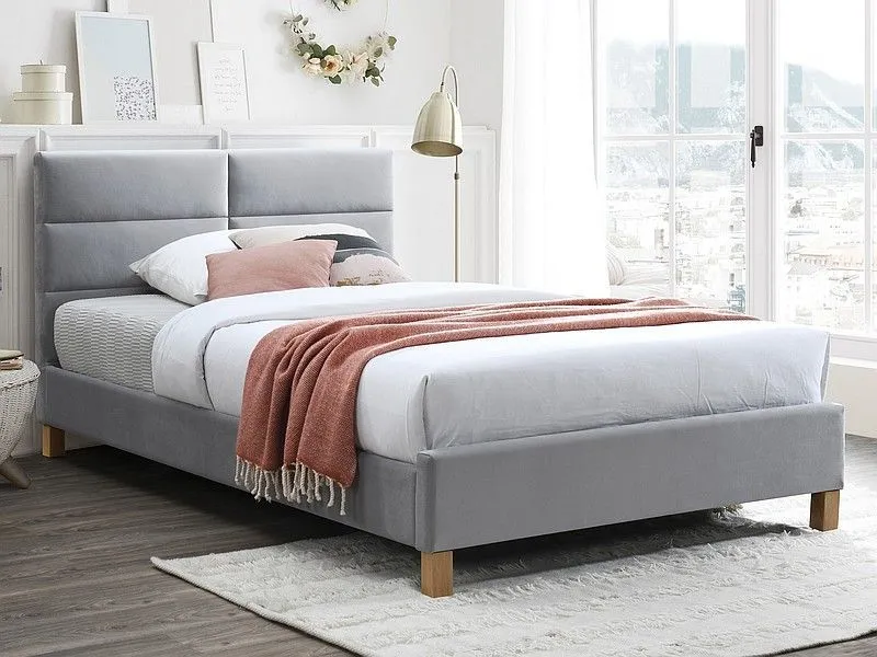 Кровать Signal SIERRA VELVET BLUVEL03 (светло-серый/дуб) 120/200