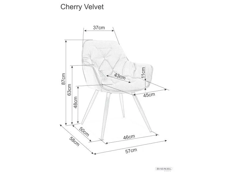 Стул кухонный Signal CHERRY Velvet (серый/черный мат) | изображение 1