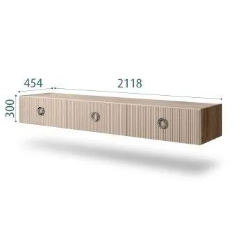 Тумба телевизионная 2.1м Bogemia Woodline Fly Fi (Ваниль) (Novabuk/Хром) БМТ-2