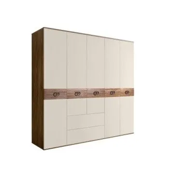 Шкаф 5-ти дверный с ящиками, Bogemia Woodline Wood Fi (Слоновая кость/Хром) БМШ2/51(Wo)