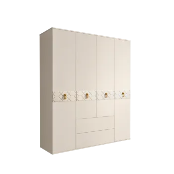 Шкаф 4-х дверный с ящиками, Bogemia Farfalle (Слоновая кость/Золото) БМШ2/41(Fa)