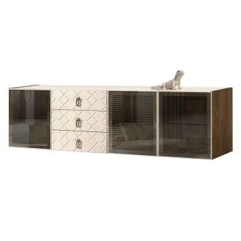 Комод 2.1м Bogemia Woodline Fly Fa (Слоновая кость) (Lakobel/Хром) БМКМ-5[5]