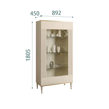 Витрина 2-ств. Римини СОЛО (Ваниль/Золото) (Левая) РМВ2-2С(s)