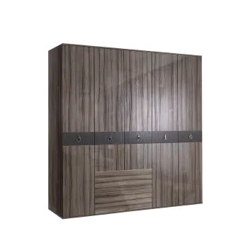 Шкаф 5-ти дверный с ящиками Римини СОЛО (Орех империя/Серебро) РМШ2/51(s)