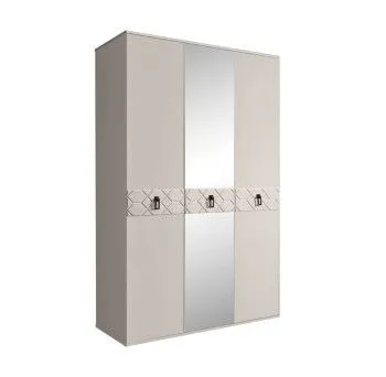 Шкаф 3-х дверный с зеркалом Bogemia Farfalle (Шелк/Черный) БМШ1/3(Fa)