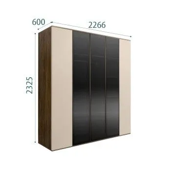 Шкаф 5-ти дв. Bogemia Woodline Air (Ваниль/Черный) БМШ2/5(3)