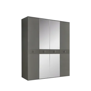 Шкаф 4-х дверный с зеркалом Римини СОЛО (Серый/Серебро) РМШ1/4(s)