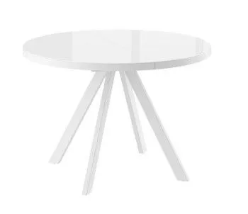 Стол круглый раздвижной со стеклом TRIO-110 (Белый оптивайт/Белый) 110(145)