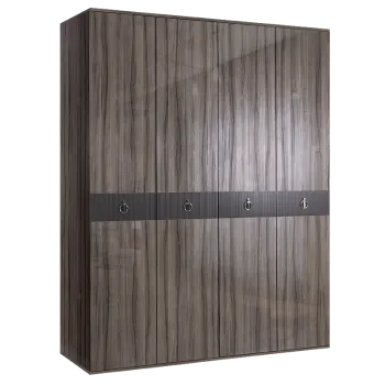 Шкаф 4-х дверный Римини СОЛО (Орех империя/Серебро) РМШ2/4(s)