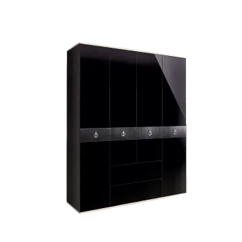 Шкаф 4-х дверный с ящиками Римини СОЛО (Черный/Серебро) РМШ2/41(s)