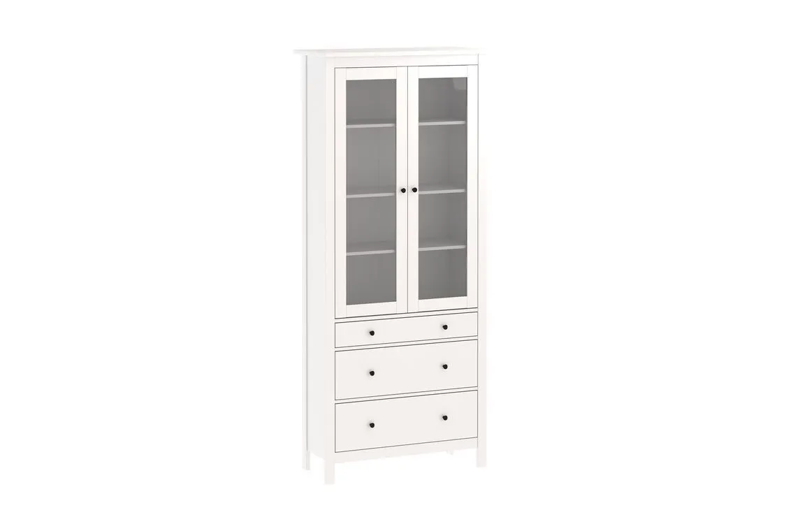 Шкаф с витриной Сага, 90х41х215 см, белый