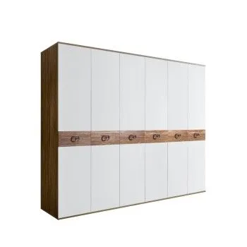 Шкаф 6-ти дв. Bogemia Woodline Wood Fi (Белый/Хром) БМШ2/6(Wo)