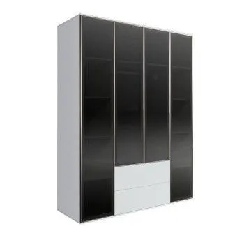 Шкаф 4-х дв. с ящиками Bogemia Air (Белый/Серебро) БМШ2/42(4)