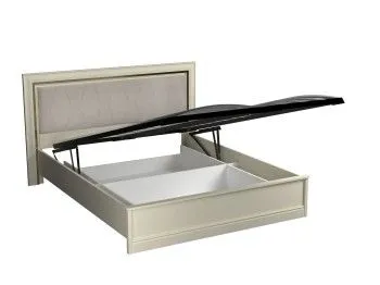 Кровать 1600 с мягкой вставкой изголовья и подъемным механизмом, Сиена (1890*2110*1100), Береза бежевая