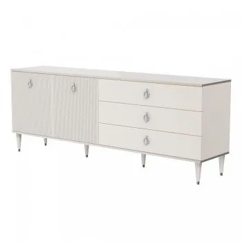 Комод для гостиной 2.1м Римини СОЛО (Слоновая кость/Серебро) РМКМ-5(s)