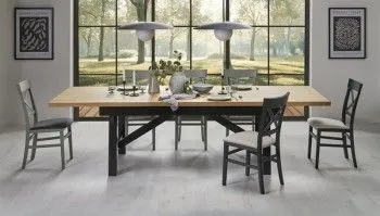 Стол обеденный Halmar FIESTA раскладной (дуб натуральный/черный)