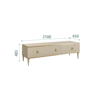 Тумба под телевизор 3 ящика Римини СОЛО (Ваниль/Золото) РМТ-4(s)[10]