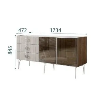 Комод 1.6м Bogemia Woodline Fi (Шелк) (Novabuk/Хром) БМКМ-4[5]