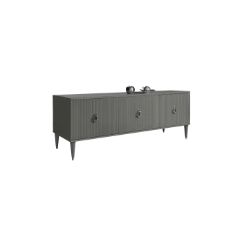 Тумба под телевизор (3 двери) Римини СОЛО (Серый/Серебро) РМТ-2(s)