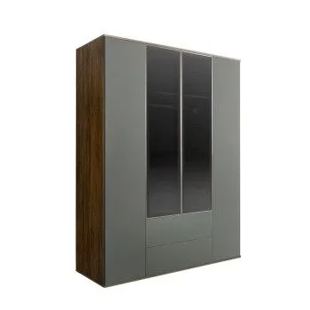 Шкаф 4-х дв. с ящиками Bogemia Woodline Air (Серый/Серебро) БМШ2/42(2)