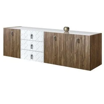 Комод 2.1м Bogemia Woodline Fly Wood Fa (Белый) (Lakobel/Хром) БМКМ-5